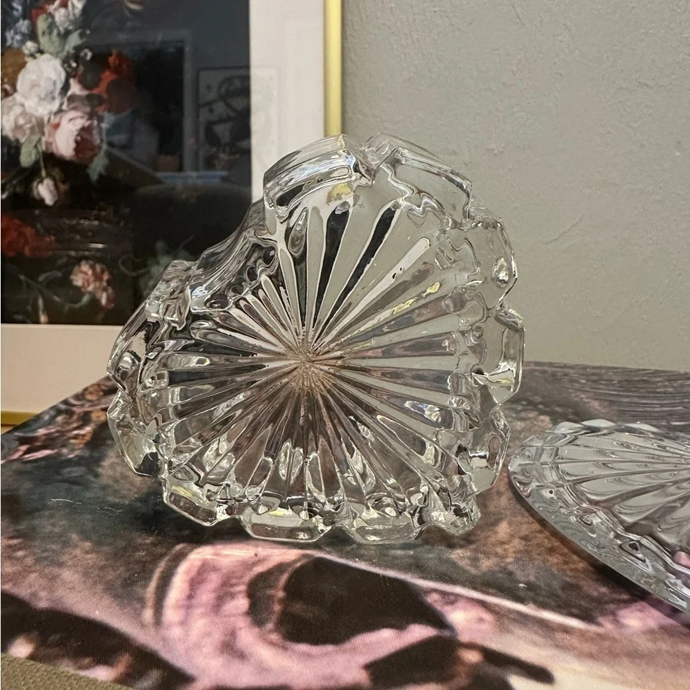 Vintage Crystal Gorham Chantilly Shell & Heart Shaped Trinket Boxes